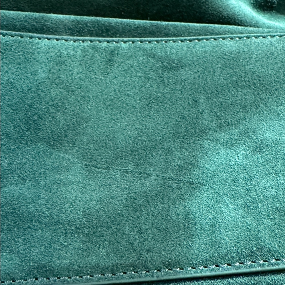 Quince Italian Suede Slouchy Shoulder Bag dark green leather new no tags - Picture 6 of 9